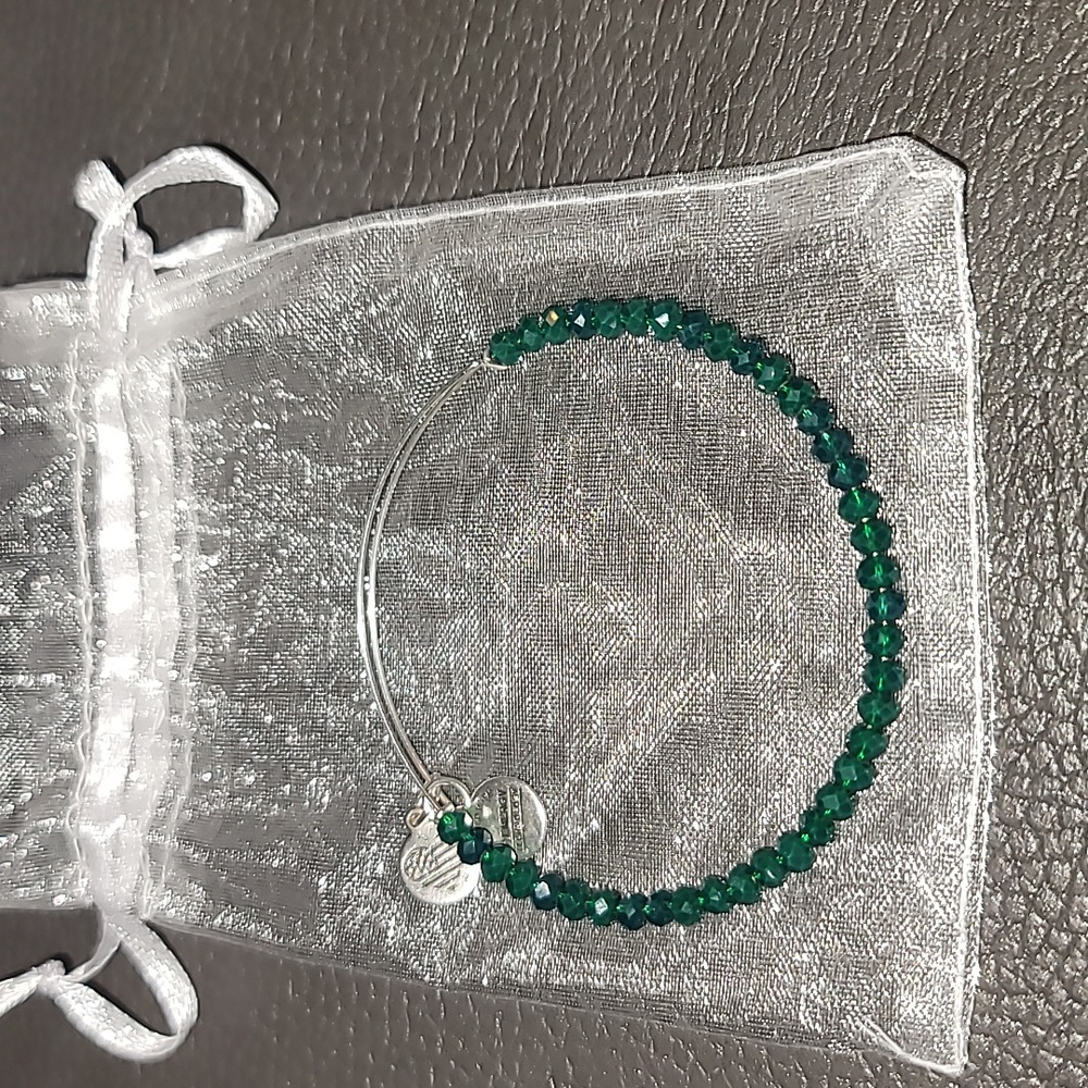 Alex and Ani Emerald Green Beaded Bangle